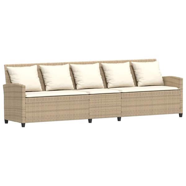 Trädgårdssoffa med dynor beige konstrotting