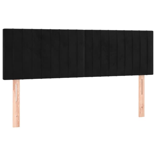 Ramsäng med madrass svart 140x190 cm sammet