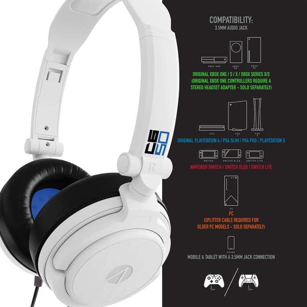 Stealth C6-50 Gaming Headset for PS4/PS5, XBOX, Switch, PC - Blue/White