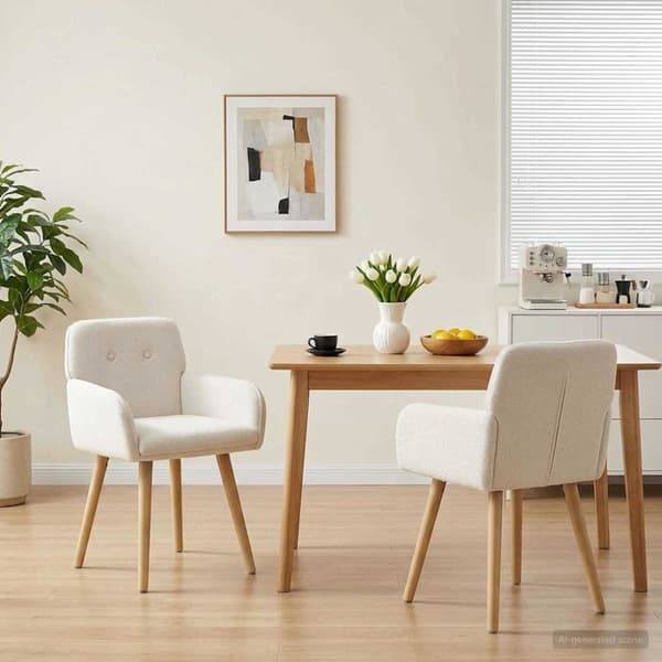 Matstolar 2 pcs Bouclé Gräddvit 59 x 57 x 85 cm