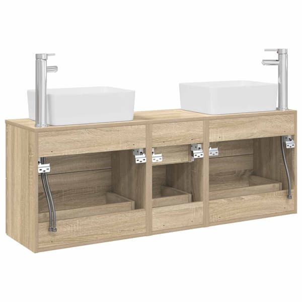Badrumsskåpsset 3 st Sonoma-ek 53 x 34,5 x 63 cm