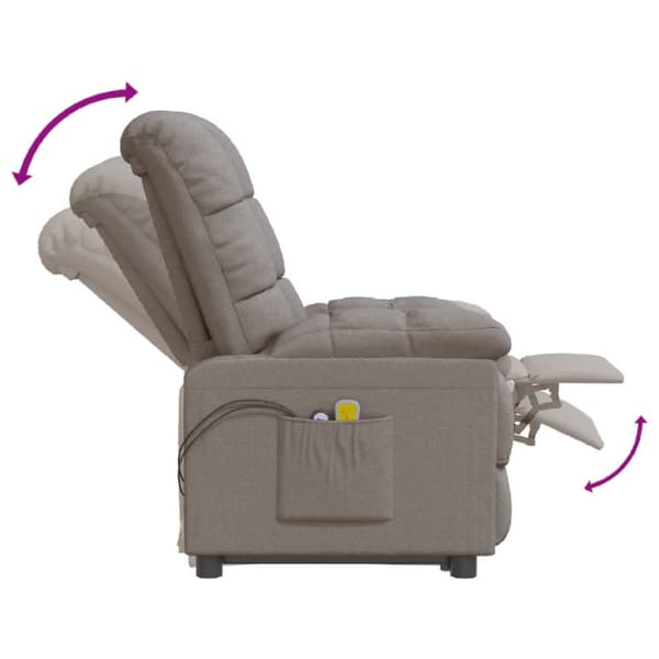 Elektrisk massagefåtölj taupe tyg