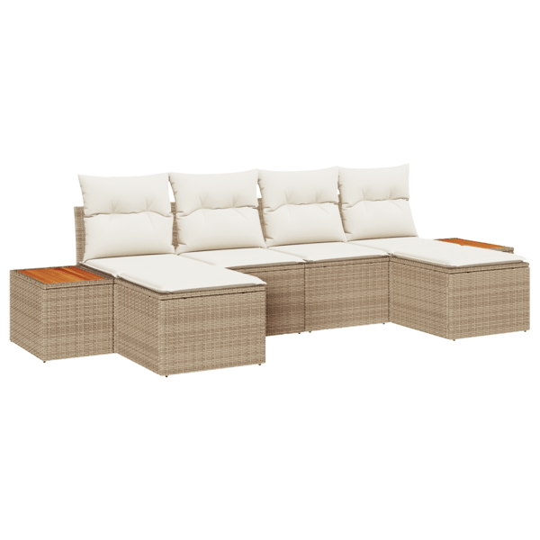 Trädgårdsoffset 6 pcs Beige och gräddfärgad Poly Rattan