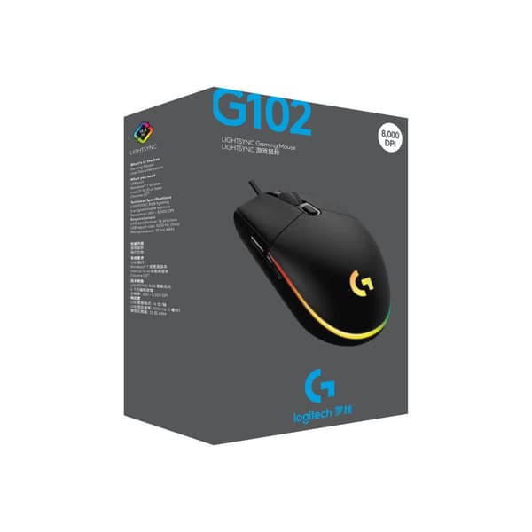 Logitech Gaming Mouse G102 LIGHTSYNC - mus - USB - svart