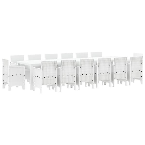 Trädgårdsmöbelset 15 pcs Vit Polt rotting