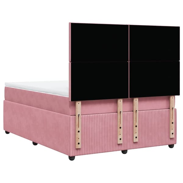 Ramsäng med madrass rosa 140x190 cm sammet