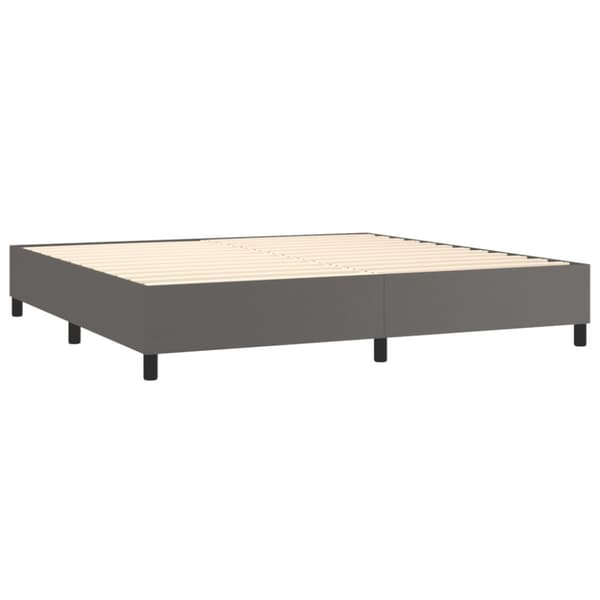 Ramsäng med madrass grå 200x200 cm konstläder