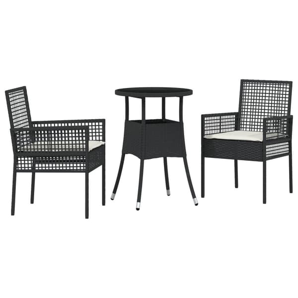 Trädgårdsmöbelset 3 pcs Svart konstrotting