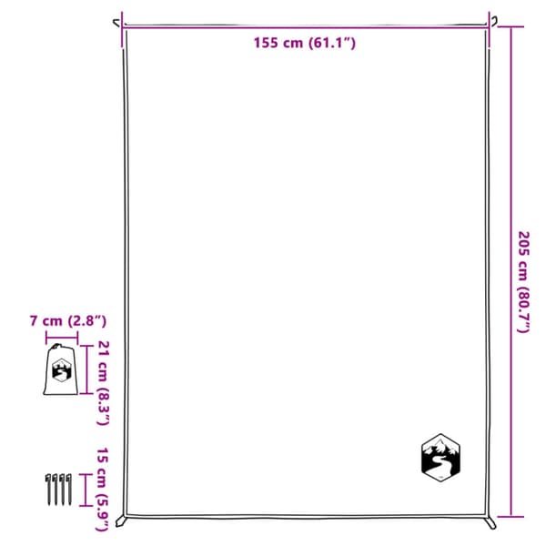 Picknickfilt med markpinnar blå 205x155 cm