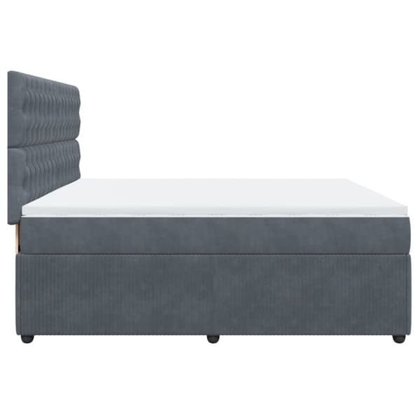 Ramsäng med madrass mörkgrå 200x200 cm sammet