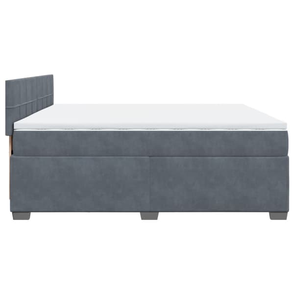 Ramsäng med madrass mörkgrå 200x200 cm sammet