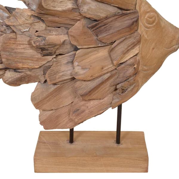 Fiskskulptur teak 40x12x57 cm