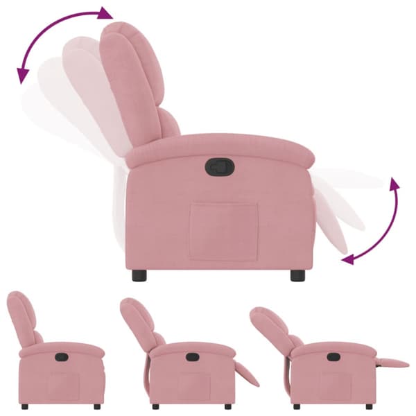 Reclinerfåtölj rosa sammet