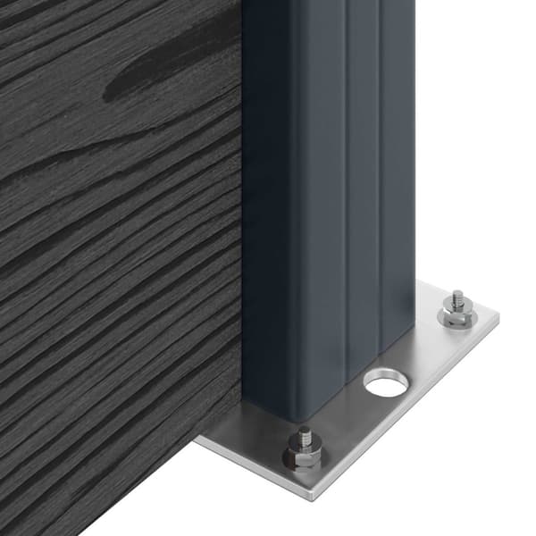 Stängselpanel WPC och aluminium Svart