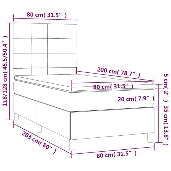 Ramsäng med madrass mörkblå 80x200 cm sammet