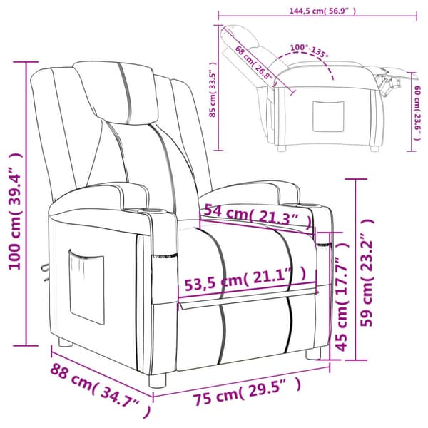Reclinerfåtölj brun konstläder