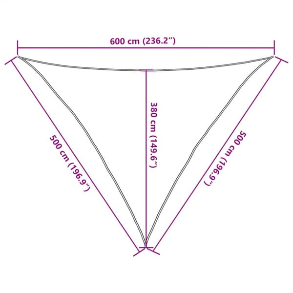 Solsegel 160 g/m² triangulär blå 5x5x6 m HDPE