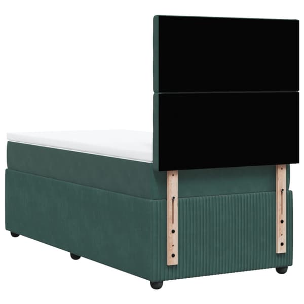 Ramsäng med madrass mörkgrön 90x190 cm sammet