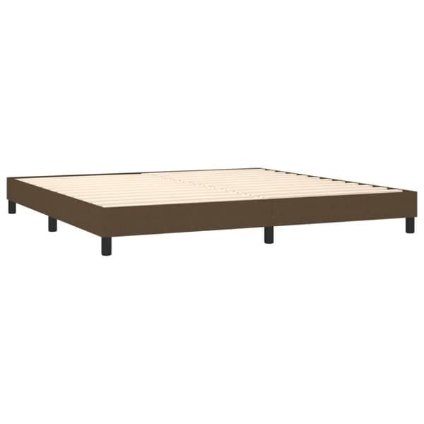 Boxspring-sängram mörkbrun 200x200 cm tyg