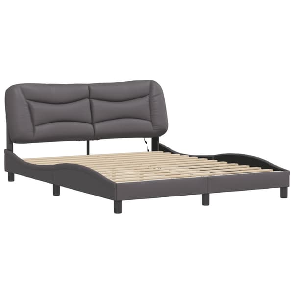 Bed Frame with LED without Mattress "Hvar" Grey 160x200 cm