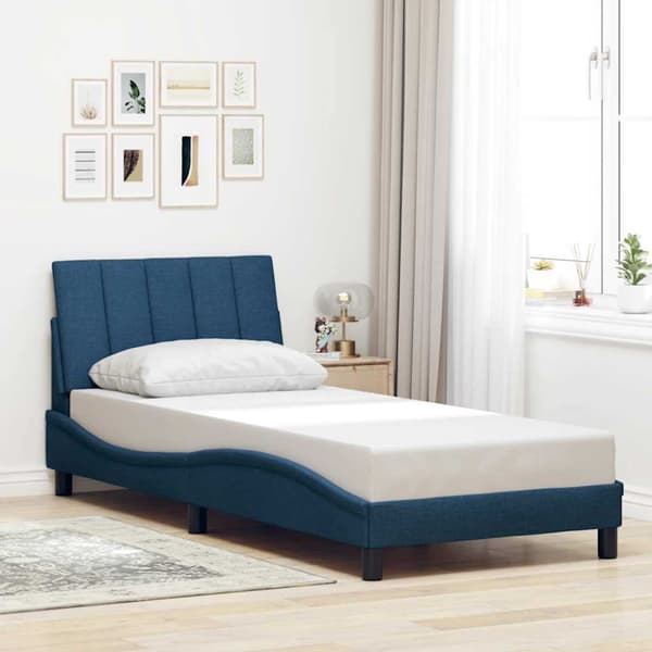 Bed Frame without Mattress "Hanko" Blue 90x190 cm Fabric