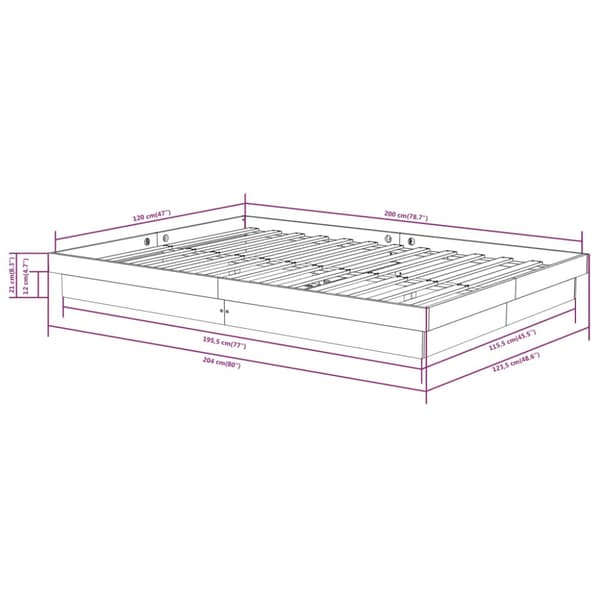Sängram massivt trä 120x200 cmmassiv