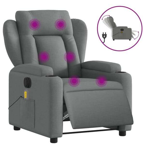 Elektrisk massagefåtölj mörkgrå tyg