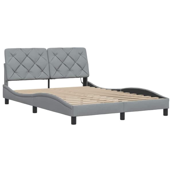 Bed Frame with LED without Mattress Light Grey 140x200 cm Fabric
