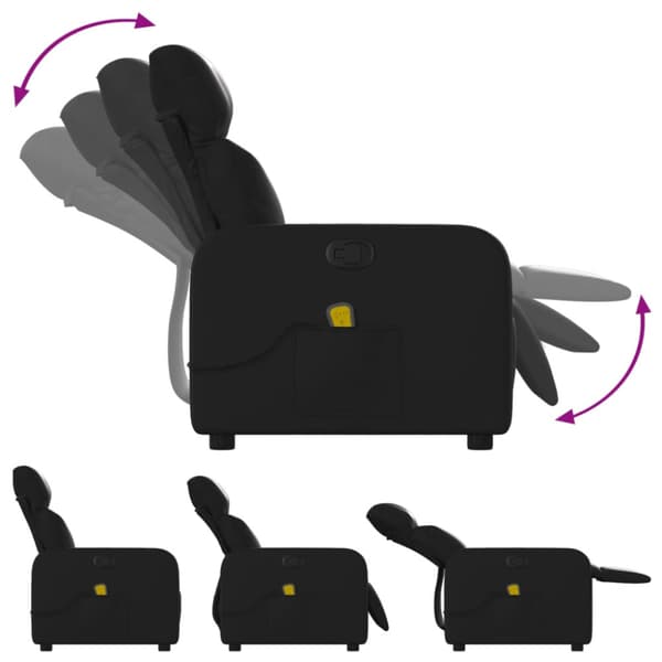 Massagefåtölj svart konstläder