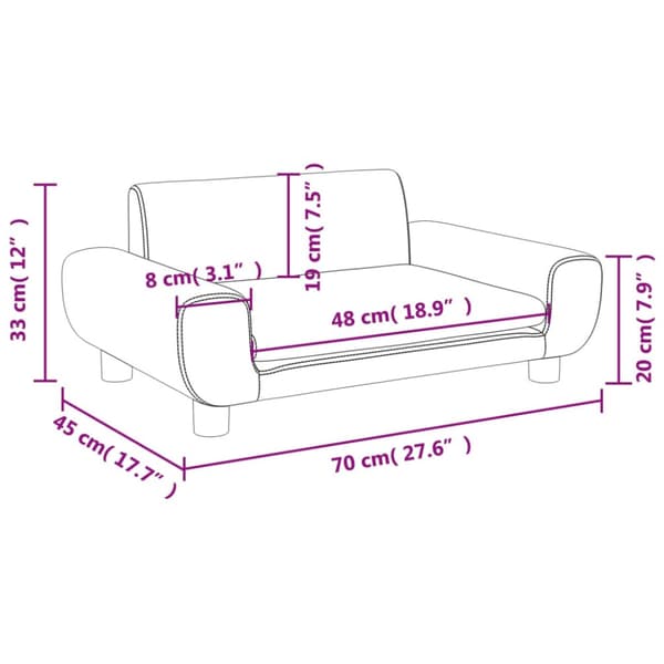 Barnsoffa ljusgrå 70x45x33 cm sammet
