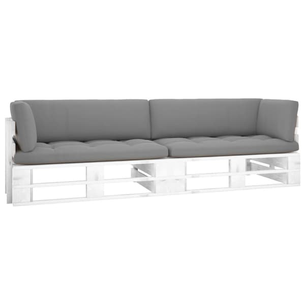 Pallsoffa 2-sits med dynor vit impregnerad furu