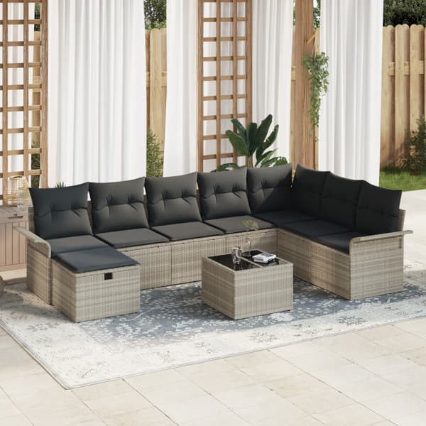 Trädgårdsoffset 9 st Poly rattan
