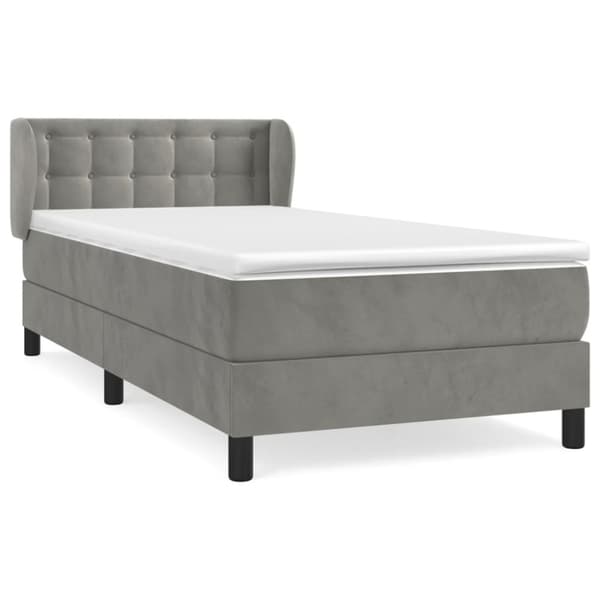 Ramsäng med madrass ljusgrå 100x200 cm sammet