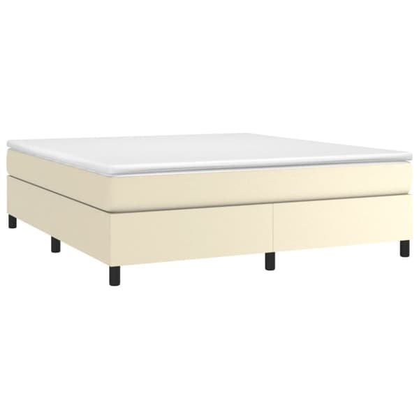 Boxspring-sängram gräddvit 160x200 cm konstläder