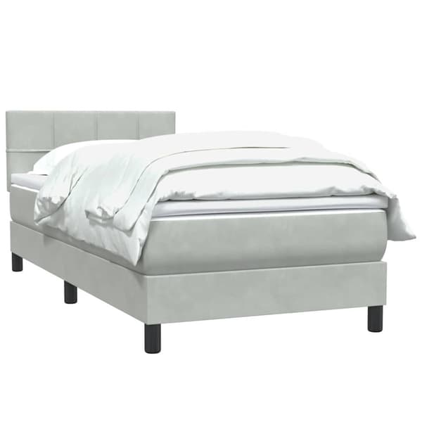 Ramsäng med madrass ljusgrå 80x220 cm sammet