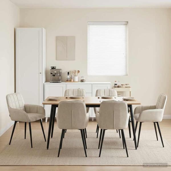 Matstolar 6 pcs Sammet Gräddvit 57 x 50 x 85 cm