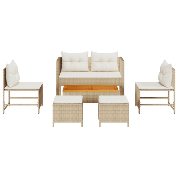 Trädgårdsoffset 6 pcs Beige och gräddfärgad konstrotting