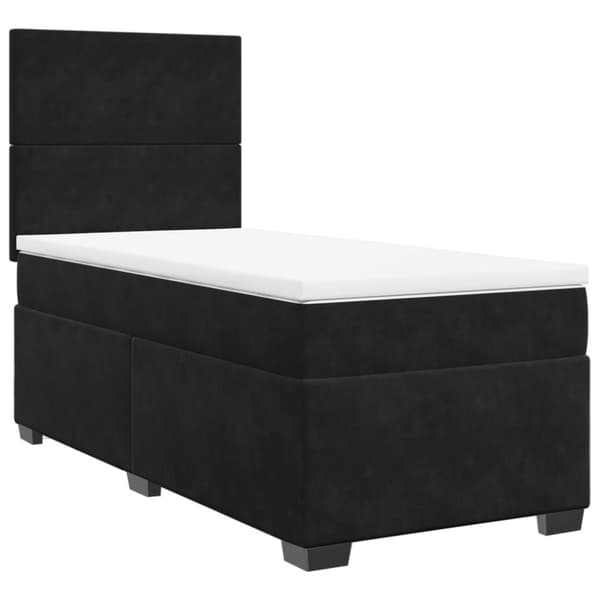 Ramsäng med madrass svart 100x200 cm sammet