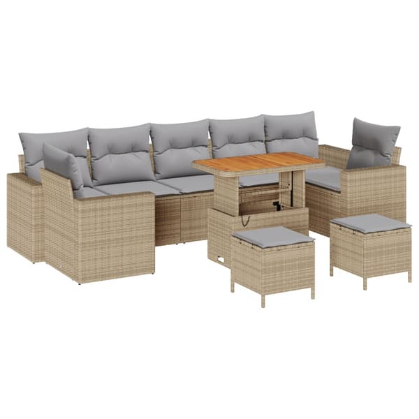 Trädgårdsoffset 10 pcs Beige konstrotting