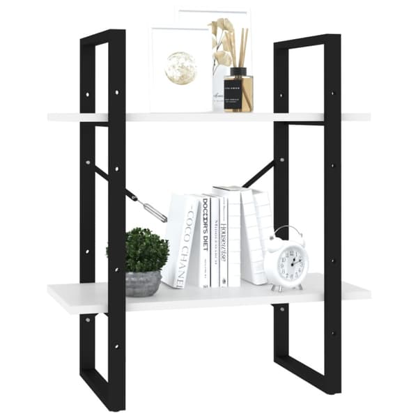 Bokhylla 2 hyllplan vit 60x30x70 cm konstruerat trä
