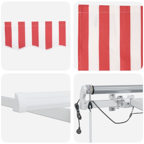 Utdragbar markis Röd och Vit 450 × 350 cm Polyester