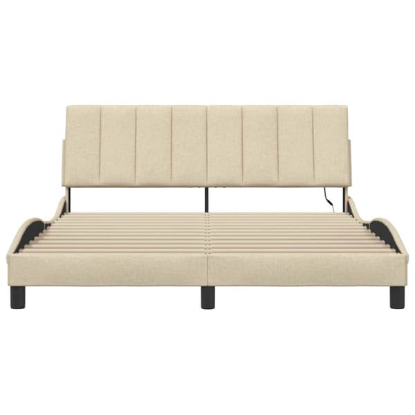 Bed Frame without Mattress "Hanko" Cream 160x200cm Fabric