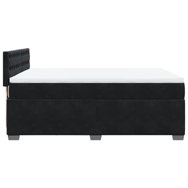 Ramsäng med madrass svart 140x190 cm sammet