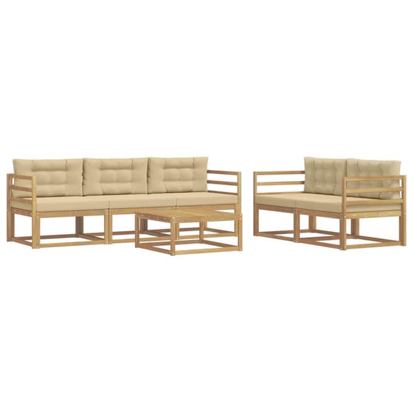 Utomhussoffset med kudde 6 pcs Vit och Beige