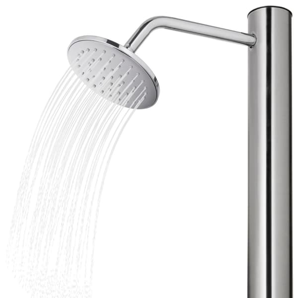 Trädgårdsdusch med grått golv 220 cm rostfritt stål