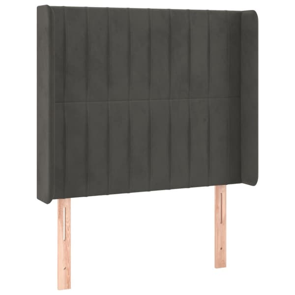 Sänggavel LED mörkgrå 103x16x118/128 cm sammet