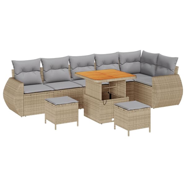 Trädgårdsoffset 9 pcs Beige konstrotting