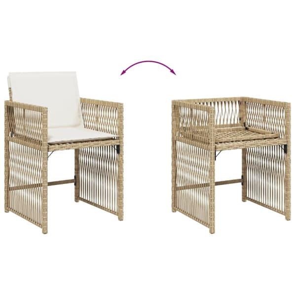 Trädgårdsstolar med dynor 4 st beige konstrotting