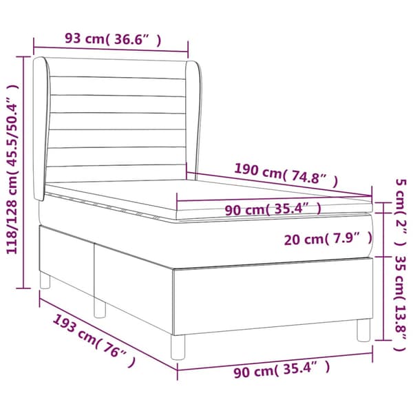 Ramsäng med madrass mörkgrön 90x190 cm sammet