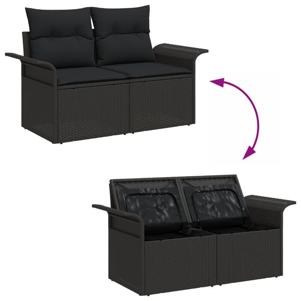 Trädgårdsoffset med lagring 10 pcs Svart Poly rattan
